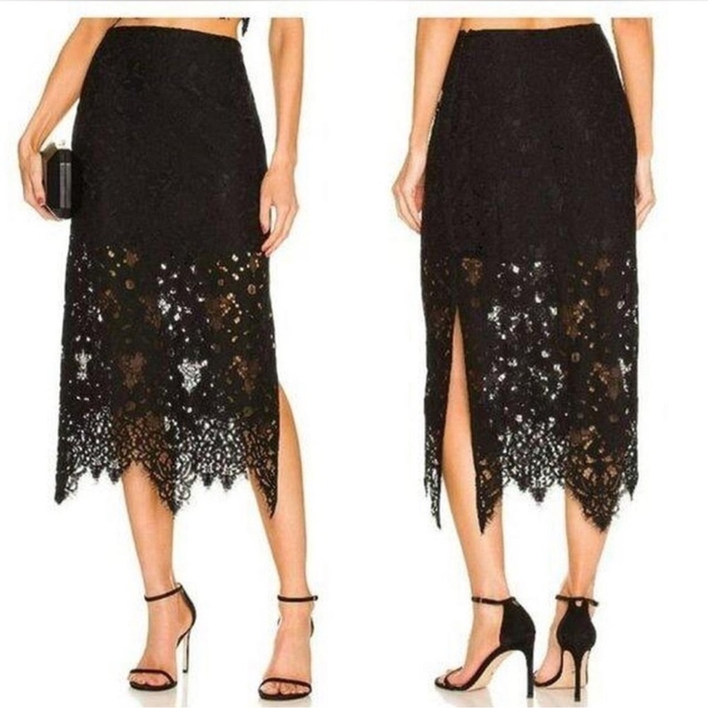 L'Academie Black Asymmetrical Lace Skirt M